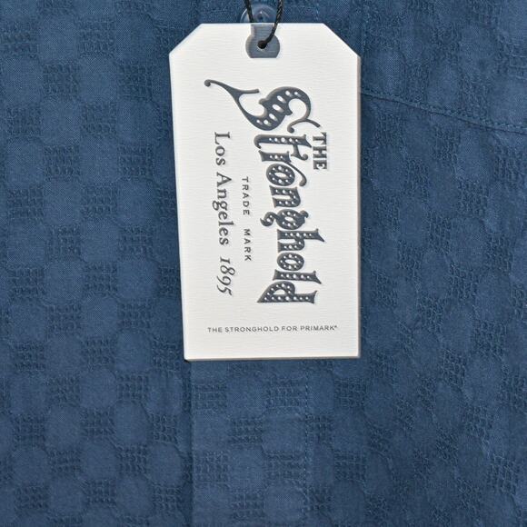 The Stronghold Men's Button up Shirt Blue Textured Cotton size XS Reg NWT - Picture 5 of 8